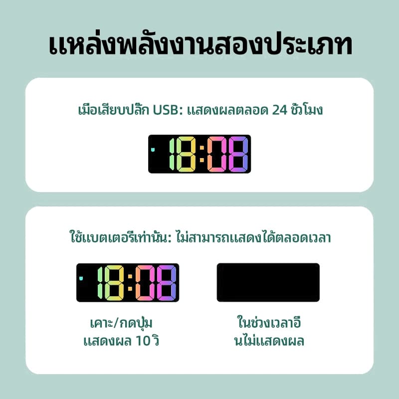 VOVOVA นาฬิกาปลุก LED RGB จอสวย ควบคุมด้วยเสียง แสดงอุณหภูมิ/วันที่ นาฬิกาตั้งโต๊ะ ดิจิตอล มินิมอล รูปที่ 7