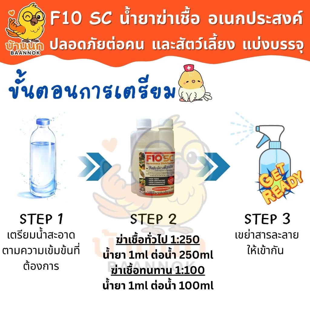 F10 SC แบ่งบรรจุ 10ml/20ml ทุกฟาร์มรู้จัก ทำความสะอาดสำหรับสัตว์เลี้ยง ฆ่าเชื้อโรค เชื้อแบคทีเรีย รูปที่ 3