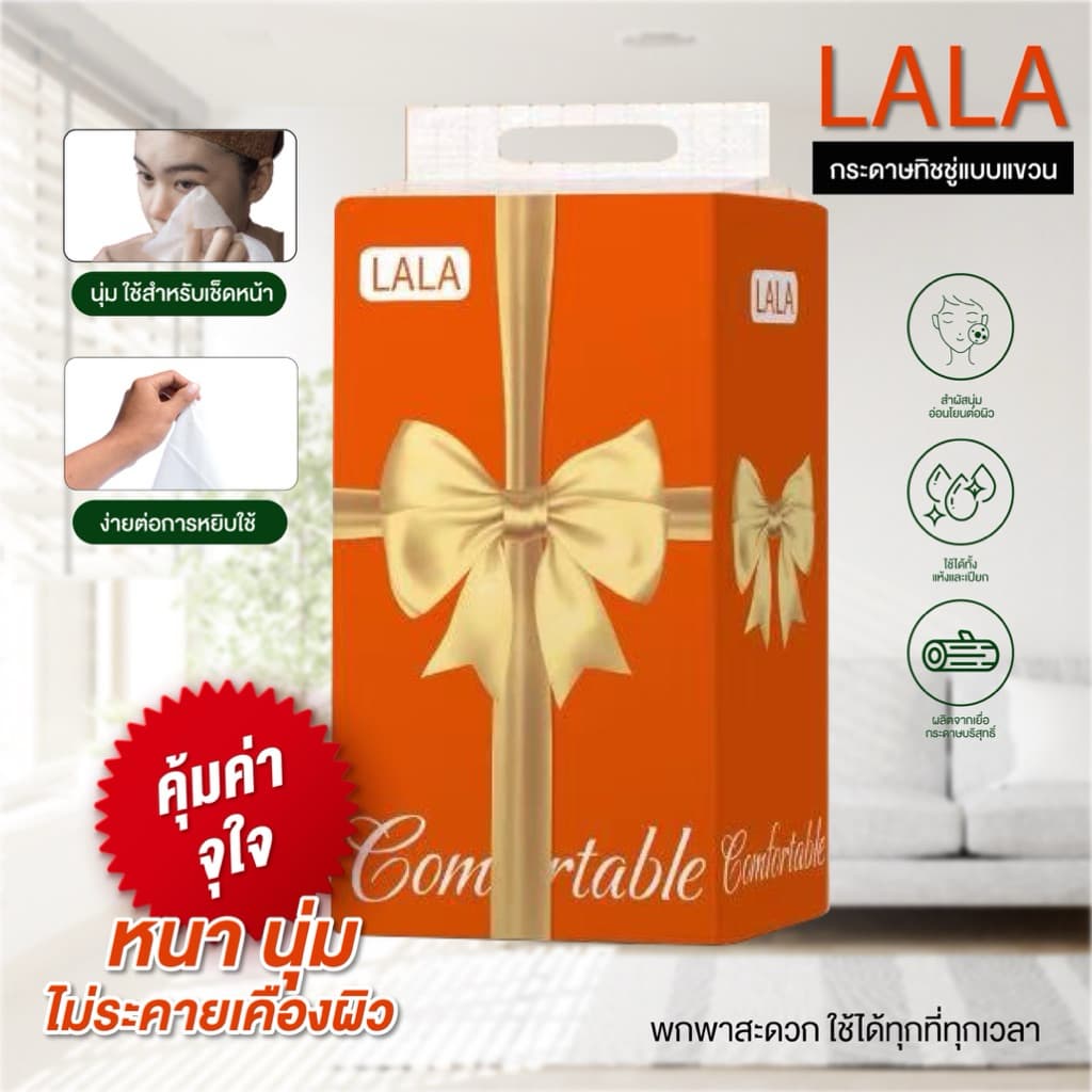 กระดาษทิชชู่ เซท3หิ้ว แบบดึงแขวนผนัง เช็ดหน้า ซึบซับน้ำ เหนียวนุ่ม หนา4ชั้น 880แผ่น รูปที่ 2