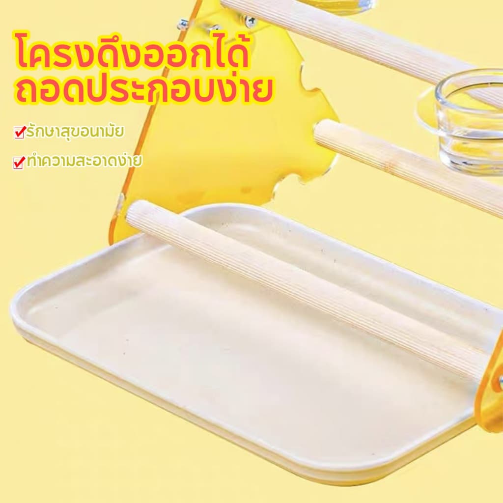 99PET คอนยืนนกแก้ว พร้อมถาดรอง + ถ้วยอาหาร ถอดล้างง่าย แข็งแรง ทนทาน สำหรับนกขนาดเล็ก-กลาง รูปที่ 3