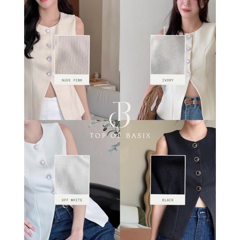TOPBASIX - Sheen vest top เสื้อกั๊กกระดุมมุก รูปที่ 9