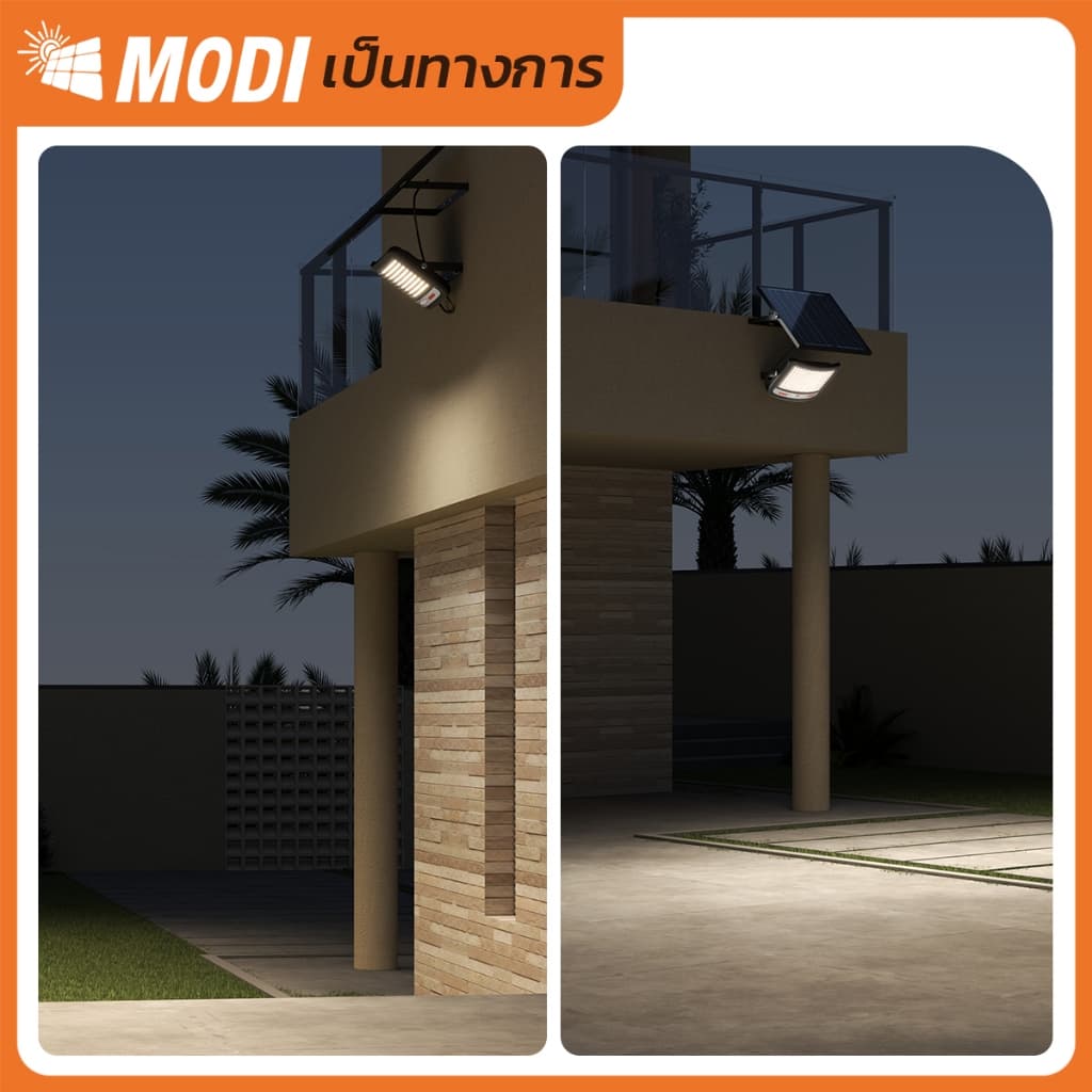MODI ไฟสปอตไลท์โซล่าเซลล์ 200W เปิดได้ 3 แสง ระดับกันน้ำIP65 ระบบสว่างค้าง ไฟพลังงานแสงอาทิตย์ รูปที่ 5
