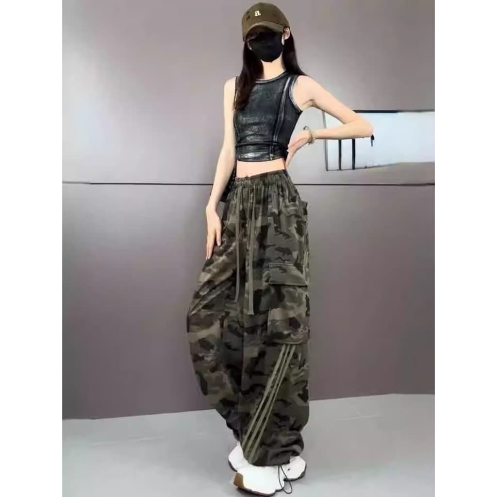 กางเกงคาร์โก้ขายาว S-10XL เอวสม็อคยางยืดมีเชือกรูดข้อเท้า ใส่ได้ทั้งผู้หญิงผู้ชาย รูปที่ 6