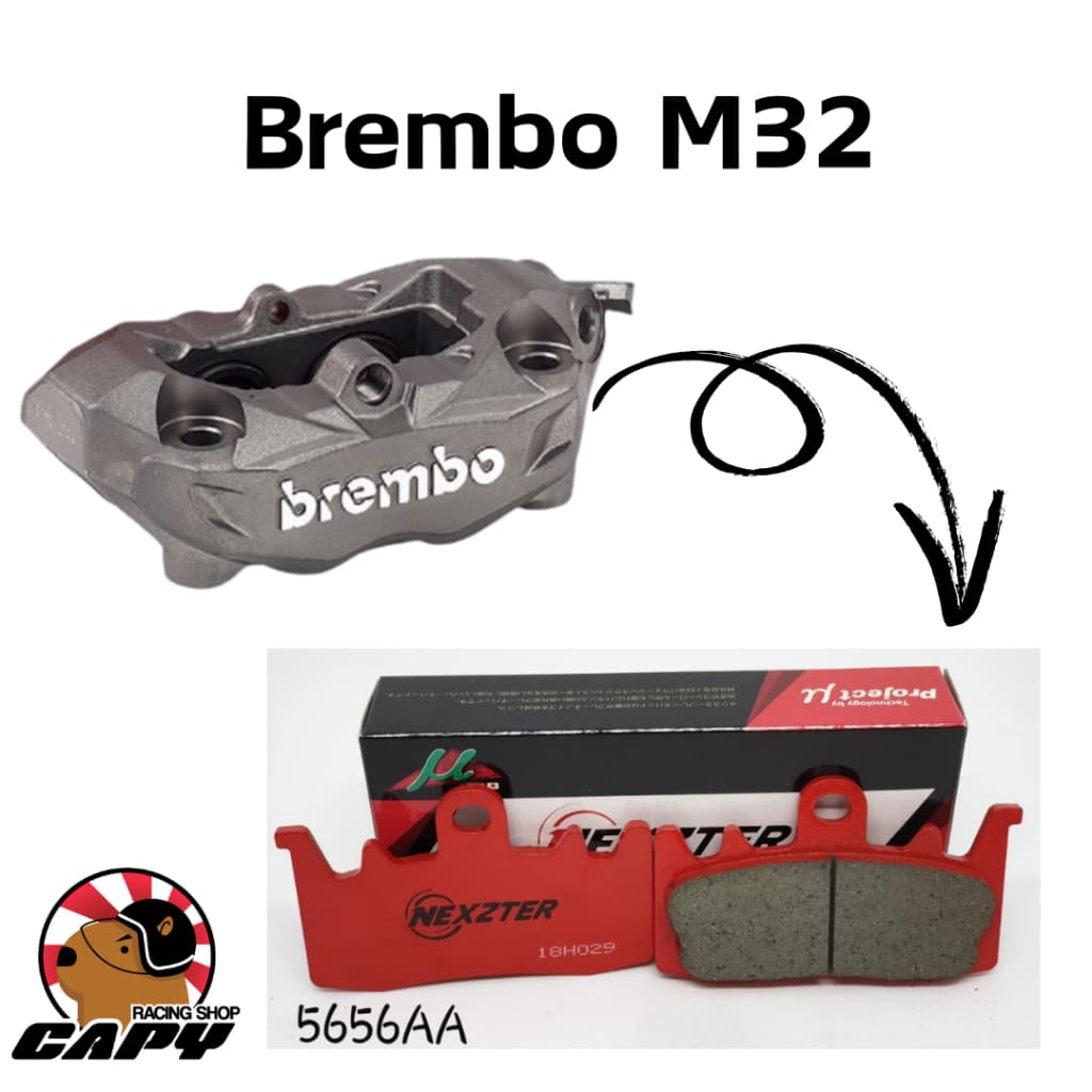 ผ้าเบรค Nexzter Brembo ทุกแบบ สำหรับ ปั้ม 4pot หูชิด ปักข้าง M4,M32,M50,GP4RX,stylema รูปที่ 8