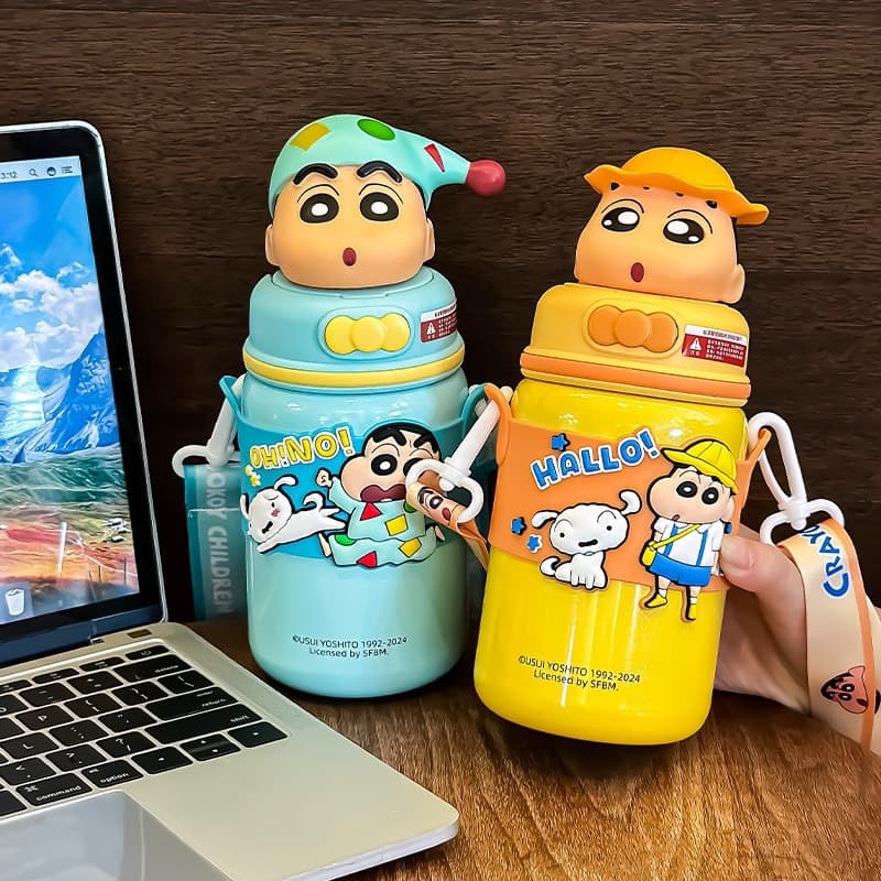 แบบใหม่ ‼ กระติกน้ำเด็กลายชินจัง 520 ML มีสายสะพาย หลอดดูด เก็บความเย็น วัสดุคุณภาพดี รูปที่ 8