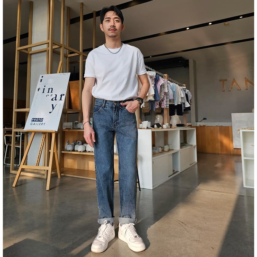 Golden Zebra Jeans กางเกงยีนส์ชายขากระบอกเล็กผ้าไม่ยืดไซส์เล็กไซส์ใหญ่ #535SNOW รูปที่ 5