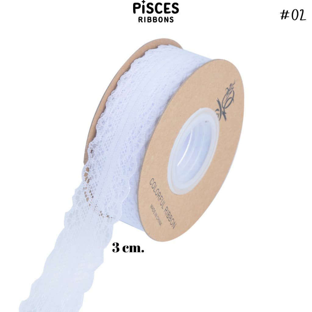 Classic White Lace Ribbon” – ริบบิ้นลูกไม้สีขาวพรีเมียม ลูกไม้สีขาว หลากหลายขนาด สำหรับ DIY ปักชายผ้า รูปที่ 7