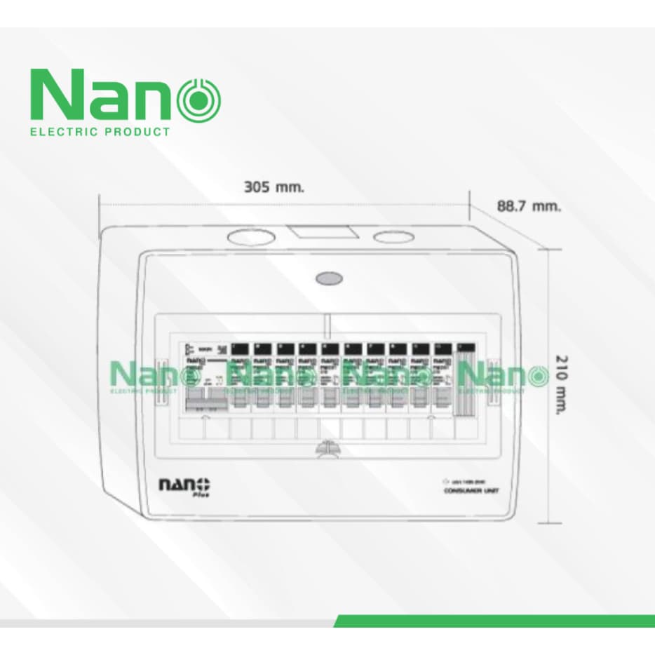 ตู้คอนซูมเมอร์ NANO Plus 11 ช่อง NANO NNP-CM NNP-CR Plus เมนธรรมดา MCB / เมนกันดูด RCBO 340/50/63A คอนซูม รูปที่ 5