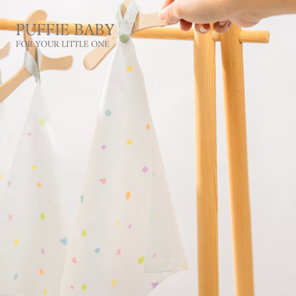Puffie baby ผ้าเช็ดหน้า ผ้าเช็ดปากสำหรับเด็ก Napkin&Washcloth ขนาด 11×11" บรรจุ 5 ผืน รูปที่ 2