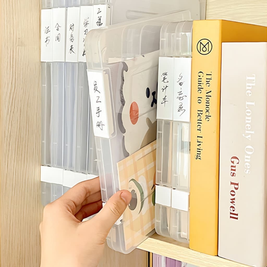 Fudonar กล่องเอกสารพลาสติก กล่องใส่เอกสาร กล่องเครื่องเขียน ง่ายต่อการพกพา รูปที่ 2