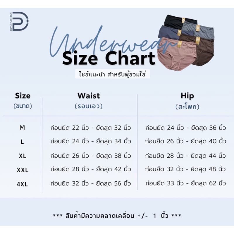 10ตัวกางเกงในผู้หญิง 10 ตัว 129 บาท XXXXL เอวได้ถึง 55 นิ้ว รูปที่ 5