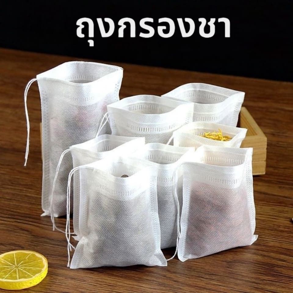 ถุงชาเปล่า กรองชงชา 100 ชิ้น ไม่ทอแบบใช้แล้วทิ้ง พร้อมเชือก การออกแบบสายรัดไม่รั่วไหล tea bag รูปที่ 2