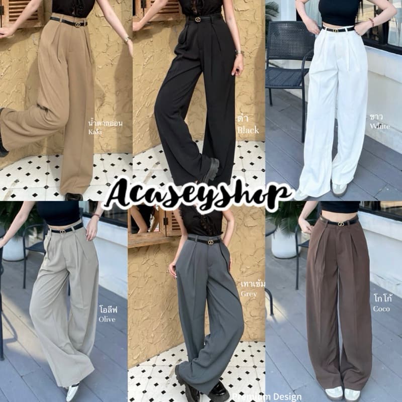 Acasey กางเกงขายาวผู้หญิง จีบทวิส ทรงกระบอกใหญ่ ผ้าลิลลี่ MALI LILY เนื้อผ้านิ่ม รูปที่ 2