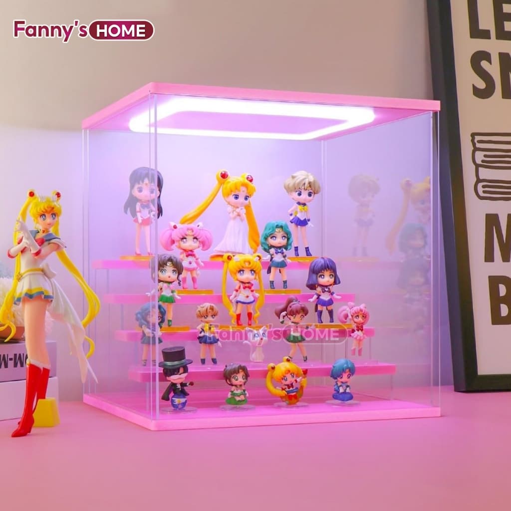 กล่องอะคริลิค 2-5 ชั้น พร้อมไฟ blind box popmart โชว์โมเดล ฟิกเกอร์ labubu skull panda ปรับความสว่างได้ รูปที่ 7