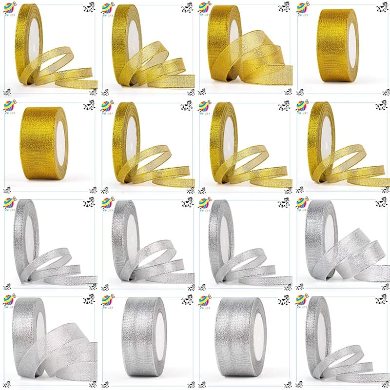 ริบบิ้นสีทองสีเงินแฮนด์เมด Diy 0.6/1/1.5/2/2.5/4/5cm ริบบิ้นห่อของขวัญ ริบบิ้นอเนกประสงค์ ริบบิ้น รูปที่ 1