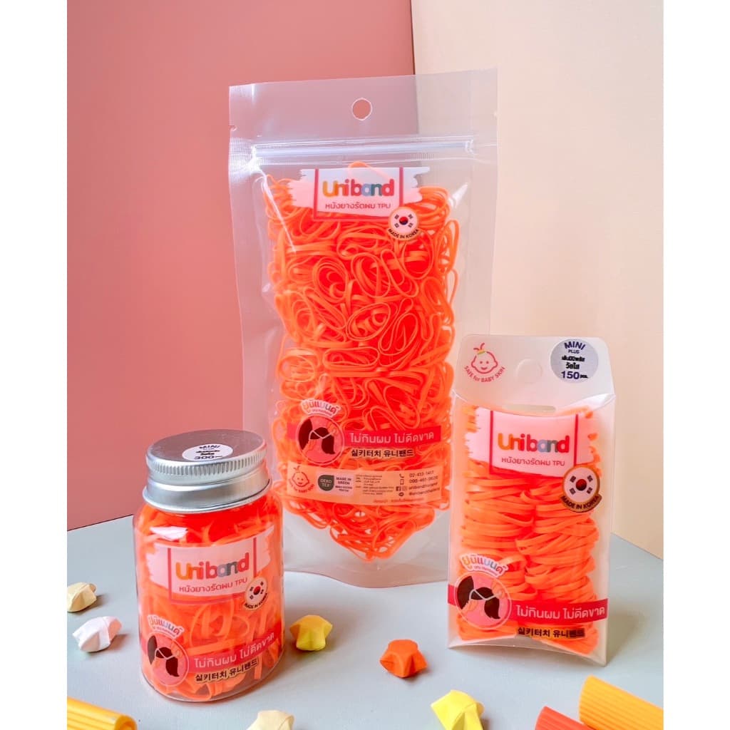 Uniband หนังยางรัดผม ไม่กินผม ไม่ดีดขาดง่าย TPU Mini Plus Size : Orange รูปที่ 2