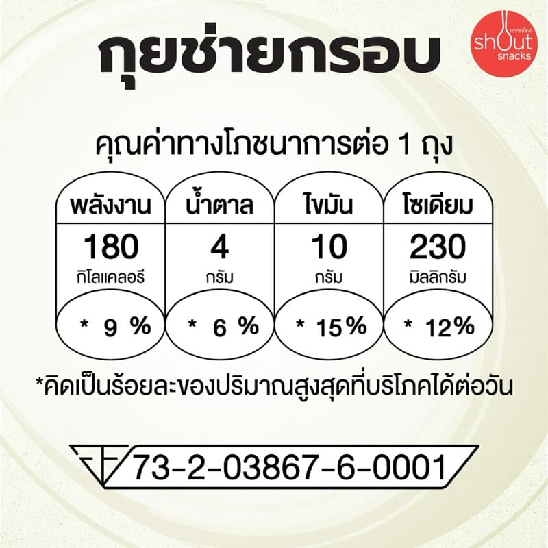 กุยช่ายกรอบ Shout Snacks จำนวน 6 ถุง รูปที่ 7