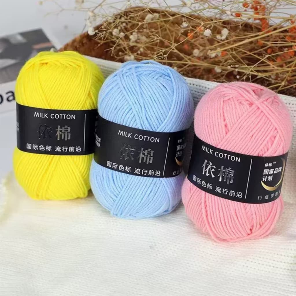 ไหมพรมคอตตอนนม 4ply น้ำหนัก50กรัม milk cotton yarn ไม่ระคายผิว จากไทย รูปที่ 6