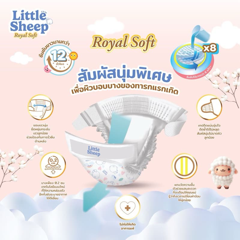 Little Sheep ลิตเติ้ลชีพ ผ้าอ้อม&แพมเพิสเด็กแบบเทป เหมาะสำหรับเด็กแรกเกิด Size NB-S รูปที่ 4