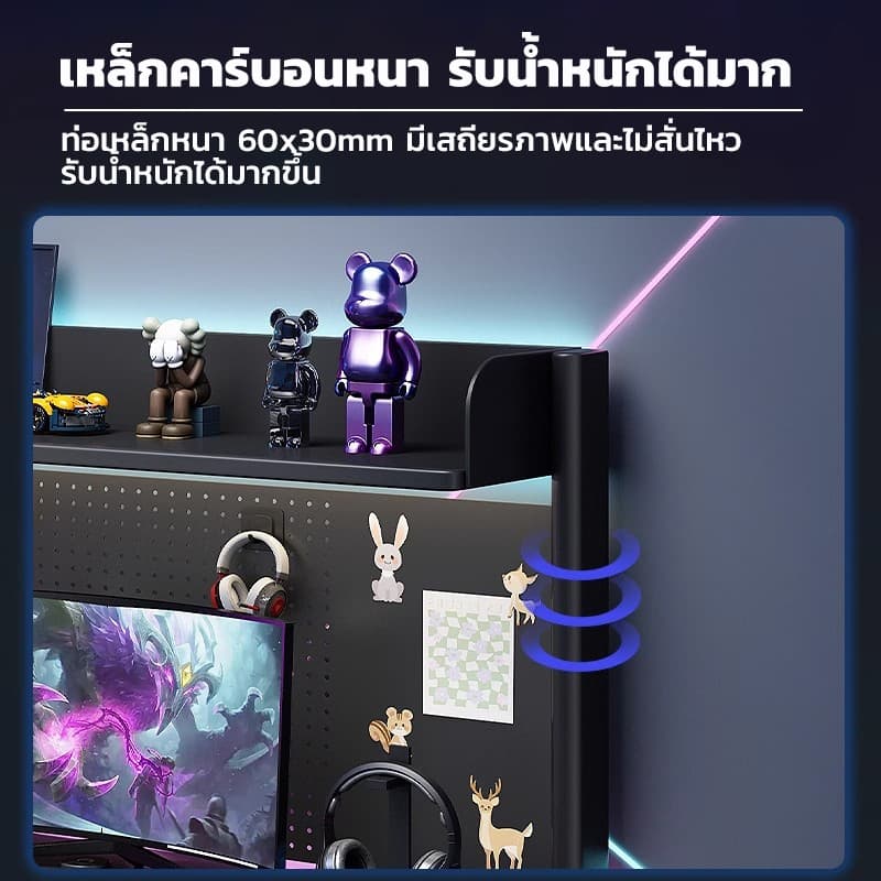 ชั้นวางหนังสือ 3ชั้น desk shelf ชั้นวางของบนโต๊ะคอมพิวเตอร์ pegboard ตั้งโต๊ะ สไตล์เรียบง่าย desktop storage rack รูปที่ 3