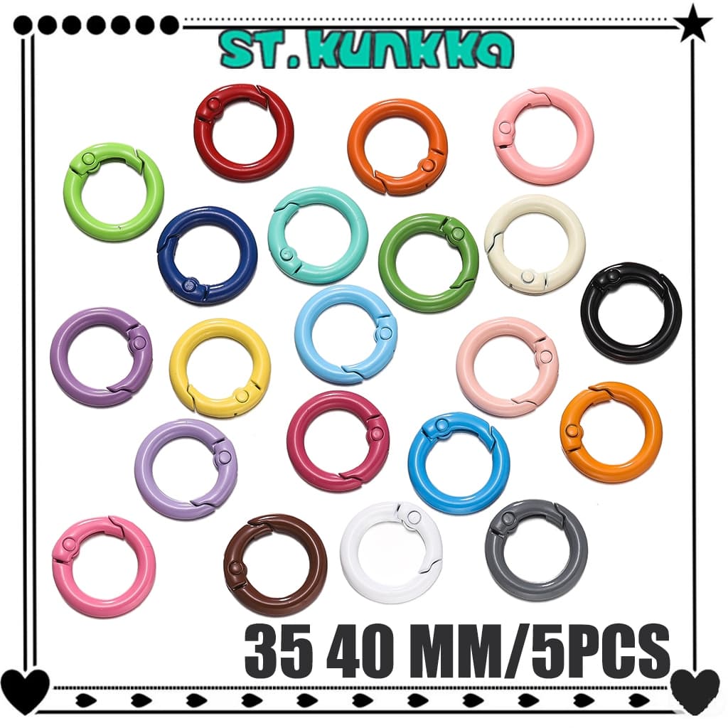 5ชิ้น โลหะผสมสังกะสี คล้องพวงกุญแจ ห่วงกลมขนาด สีแคนดี้ DIY การทำเครื่องประดับจากเชือกคล้องกุญแจ รูปที่ 1