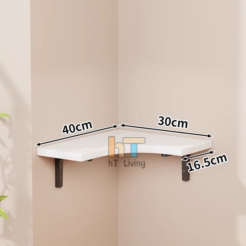 ชั้นวางของ 1/2/3ชั้น ชั้นวางของเข้ามุม ต้องเจาะผนัง รับน้ำหนักได้30kg แผ่นไม้เสริมหนา วงเล็บสแตนเลส ใช้งานได้10ปี รูปที่ 8
