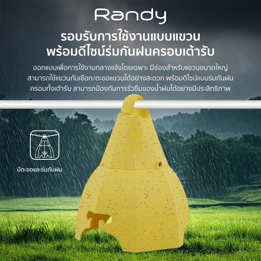 Randy 2ช่อง ปลั๊กไฟ กันฝน มอก. 3M 5M 10A 2300W ปลั๊กพ่วง สาย100%ทองแดง วัสดุทนไฟ รูปที่ 4