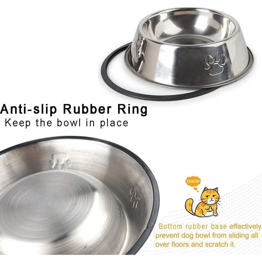 PET LIFE ชามอาหารสแตนเลส ชามอาหารสัตว์เลี้ยง ถ้วยอาหารหมา ชามอาหารแมว ฐานที่มั่นคงพร้อมออกแบบกันลื่น รูปที่ 7