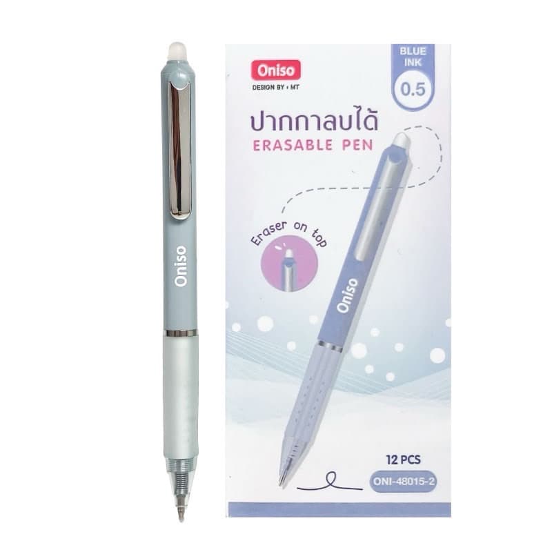 Oniso ปากกาลบได้ หมึกน้ำเงิน 0.5 มม.รุ่น oni-48015 ด้ามจับสัมผัสนุ่ม คลิปโลหะ โอนิโซะ erasable gel pen รูปที่ 3