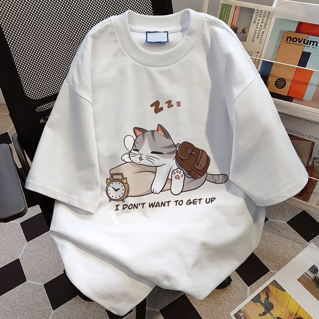 NEW CAT เสื้อยืดคอกลมแขนสั้น ลายแมวหลับ ผ้านิ่มใส่สบาย ES404 รูปที่ 7