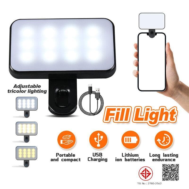 ไฟติดหัวกล้อง  โคมไฟเซลฟี่ LED 3 โหมด ปรับได้ ขนาดเล็ก พกพาง่าย ถนอมสายตา ชาร์จไฟได้ สําหรับสมาร์ทโฟน แล็ปท็อป กล้อง
