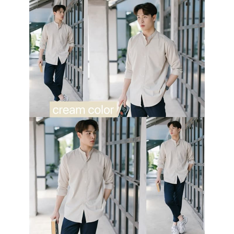 เสื้อเชิ้ตแขนยาวคอจีน เชิ้ตคอจีน ผ้าOXFORD หลากสี คอจีนแขนยาว รูปที่ 7