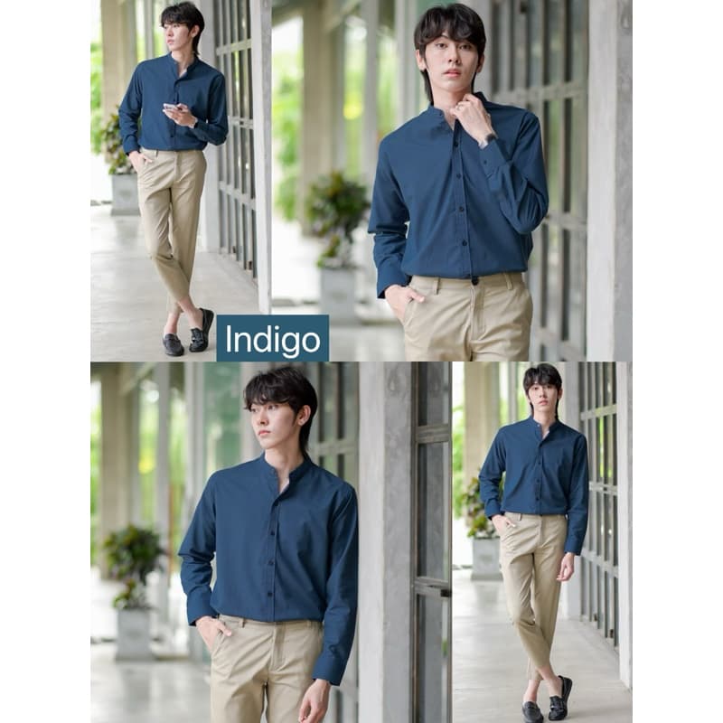เสื้อเชิ้ตแขนยาวคอจีน เชิ้ตคอจีน ผ้าOXFORD หลากสี คอจีนแขนยาว รูปที่ 6