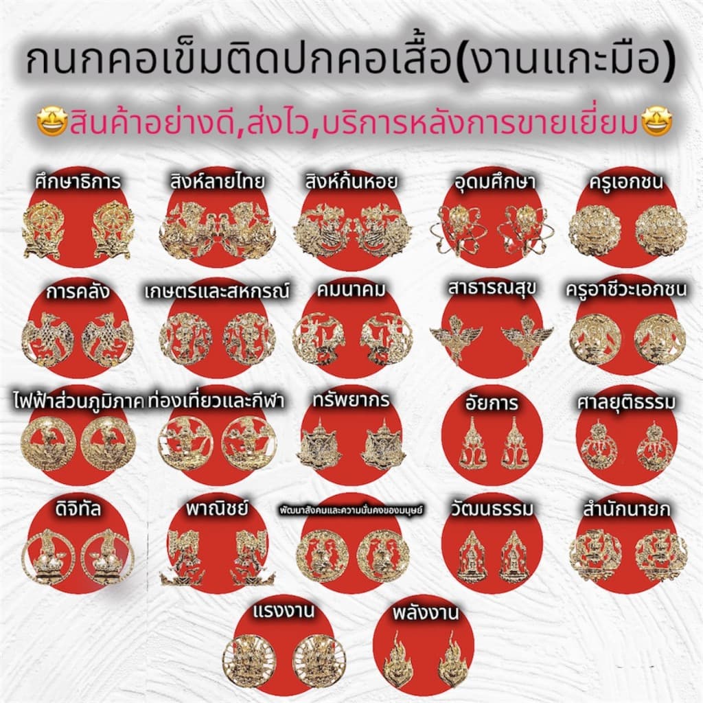 ส่งเร็วกนกคอกระทรวง เข็มติดปกคอเสื้อ รูปที่ 1