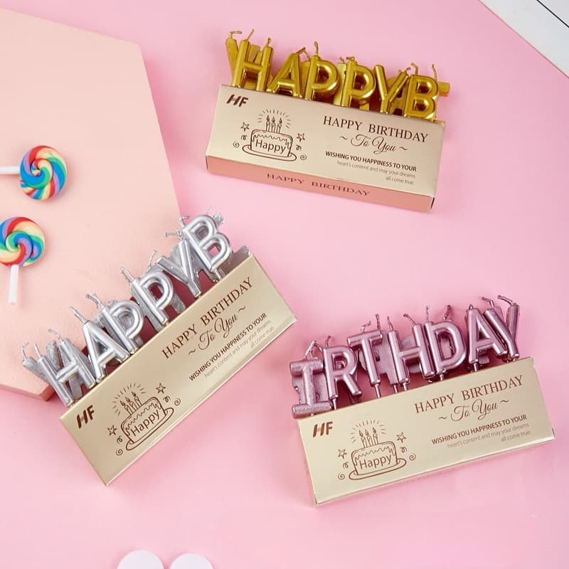 เทียนวันเกิด เทียนHappy Birthday เทียนดอกเดซี่ แบบอักษรแยกชิ้น รูปที่ 1