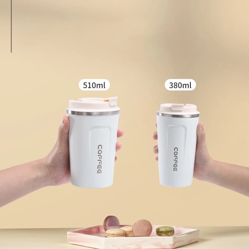 แก้วกาแฟร้อน 380/510ML แก้วกาแฟ แก้วเก็บความร้อน กระติกน้ำ พร้อมฝา สแตนเลส พกพาสะดวก T01248 รูปที่ 4