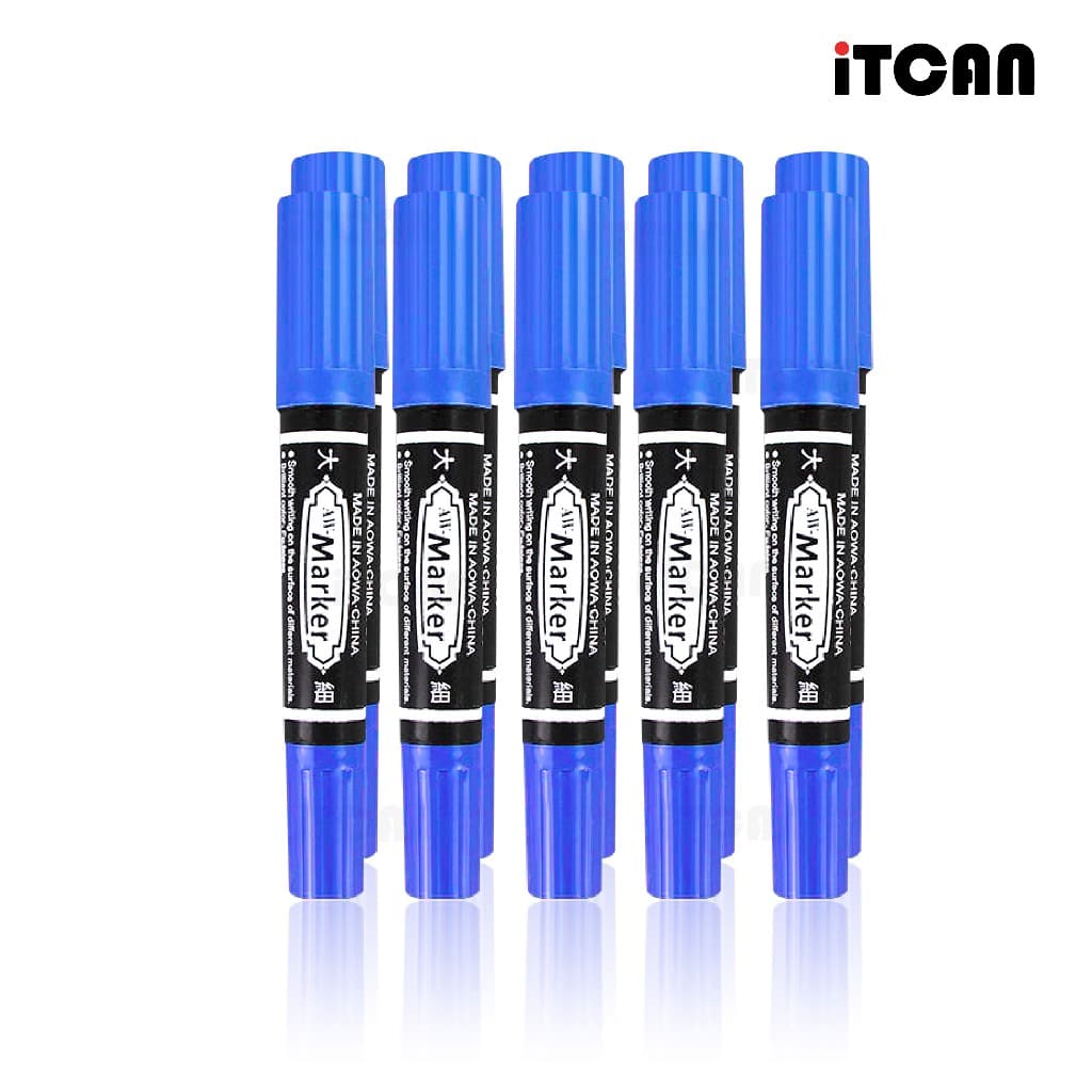 iTCAN ปากกามาร์กเกอร์ 10ด้าม ปากกาเคมี2หัว หัวไฟเบอร์กันน้ำ อุปกรณ์เครื่องเขียน MARKER PEN AW-150 รูปที่ 8