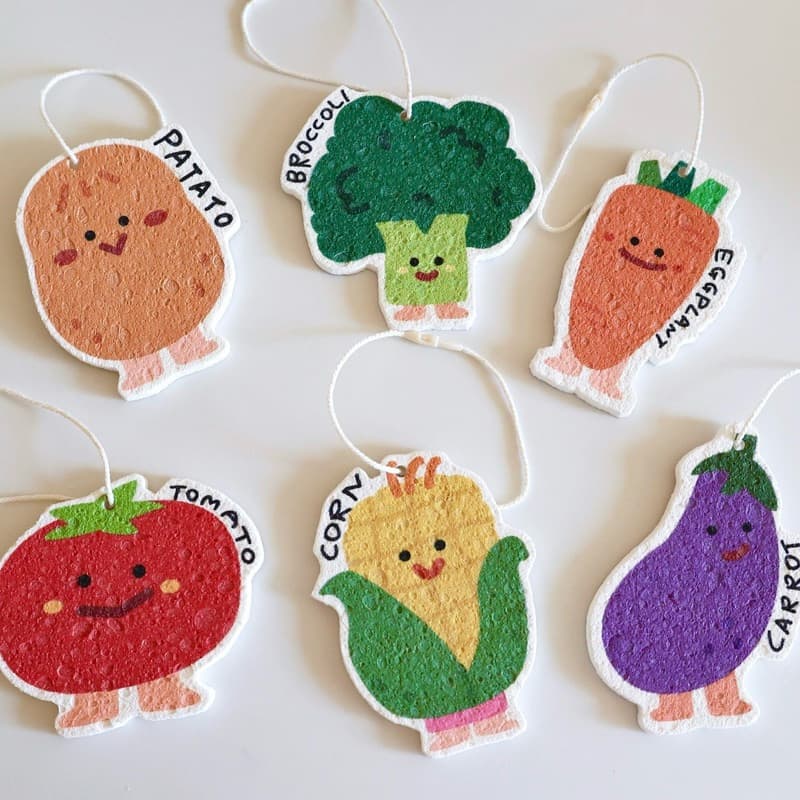 ฟองน้ำล้างจาน Vegetables ผักรวม ฟองน้ำเยื่อไม้ไผ่ บีบอัด dishwashing sponge 60060 รูปที่ 1
