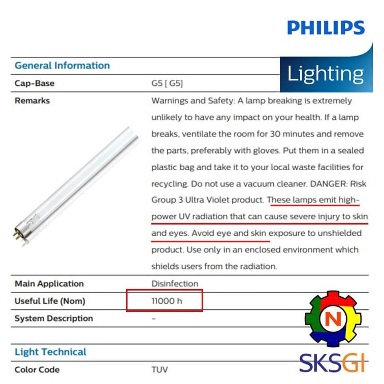 PHILIPS UV หลอดยูวี ฆ่าเชื้อโรค TUV 8W T5 สำหรับตู้อบฆ่าเชื้อ อบขวดนม กระบอกยูวี **ระบบปิด รูปที่ 5