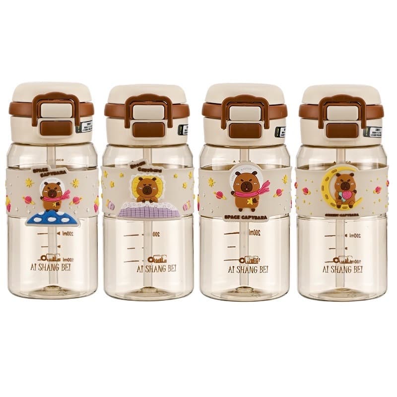 YH ขวดน้ำ กระบอกน้ำเด็ก พลาสติก ลายการ์ตูน ความจุ630 ml แบบหนา ทนทาน ขวดน้ำ+พร้อมลอดซิลิโคน รูปที่ 9