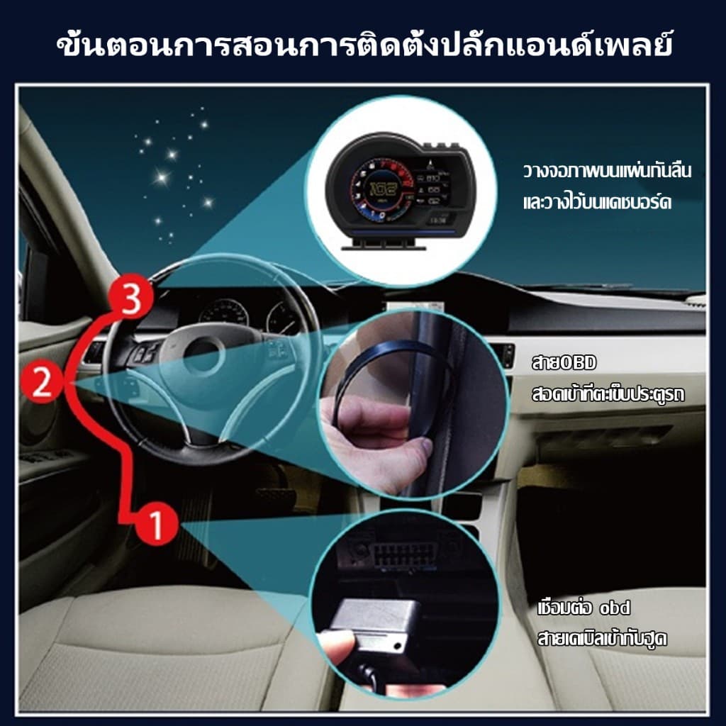 สมาร์ทเกจ OBD2+GPS เมนูภาษาไทย รับประกัน 3 ปี Smart Gauge เกจวัดรถยนต์ Display meter วัดความร้อน รูปที่ 7
