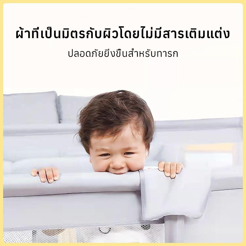 คอกกั้นเด็ก คอกเด็ก รั้วกั้นสัตว์เลี้ยง ขนาด 120*120 ซม. สูง 65 cm คอกกั้นเด็กตาข่าย สวยทนแข็งแรงเจ้า ระบายอากาศ รูปที่ 6