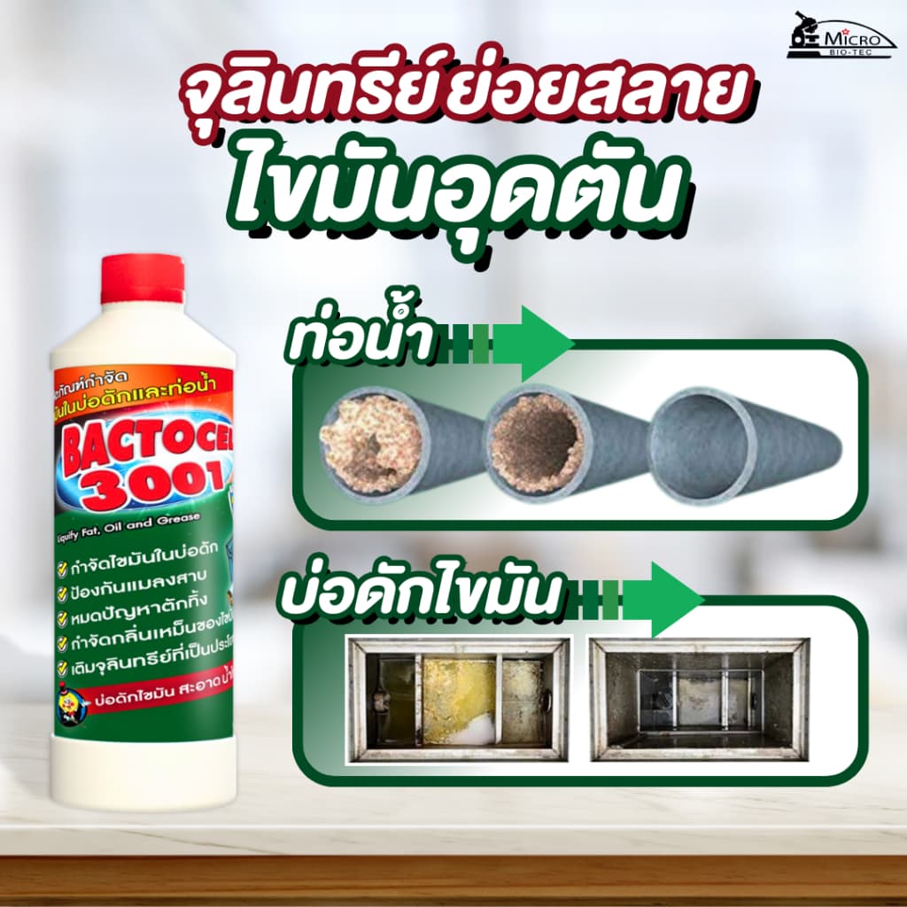 ไบโอนิค 1000กรัม + แบคโตเซล 3001 1000cc กำจัดกลิ่นเหม็น ย่อยสลายไขมัน ส้วมตัน ท่อตัน รูปที่ 5