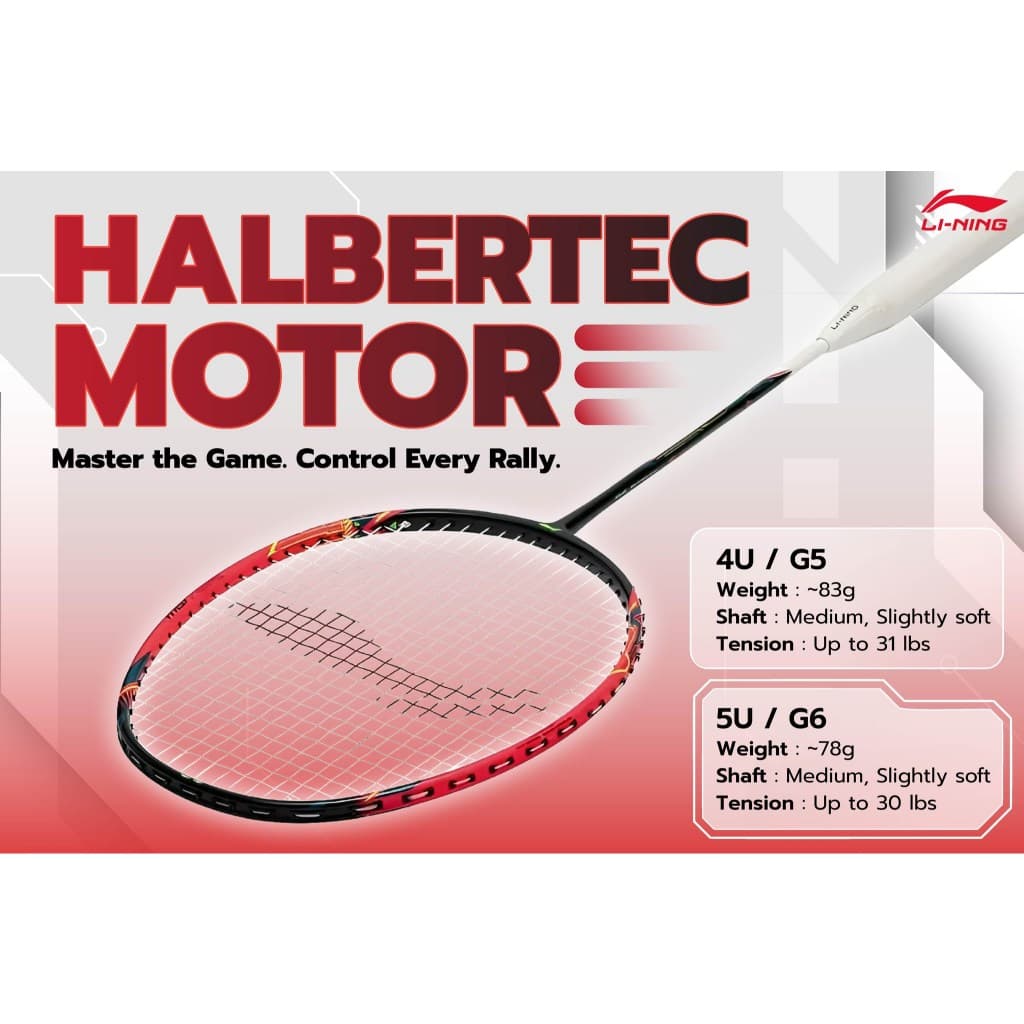 ยอดนิยม! Li-Ning HALBERTEC MOTOR ไม้แบดสายคอนโทรล ฟีลนุ่ม คุมอยู่ เล่นสนุก รูปที่ 4
