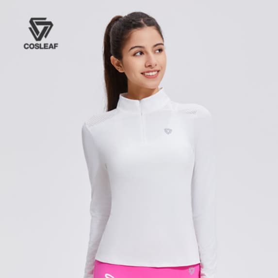 Cosleaf เสื้อแขนยาวสลิมฟิตทรงสปอร์ตเรียบหรู มีซิปครึ่งตัว กันUV ผ้าเย็นแห้งไวไม่อับชื้น ต้านกลิ่น ใส่สบายทุกกิจกรรม รูปที่ 1