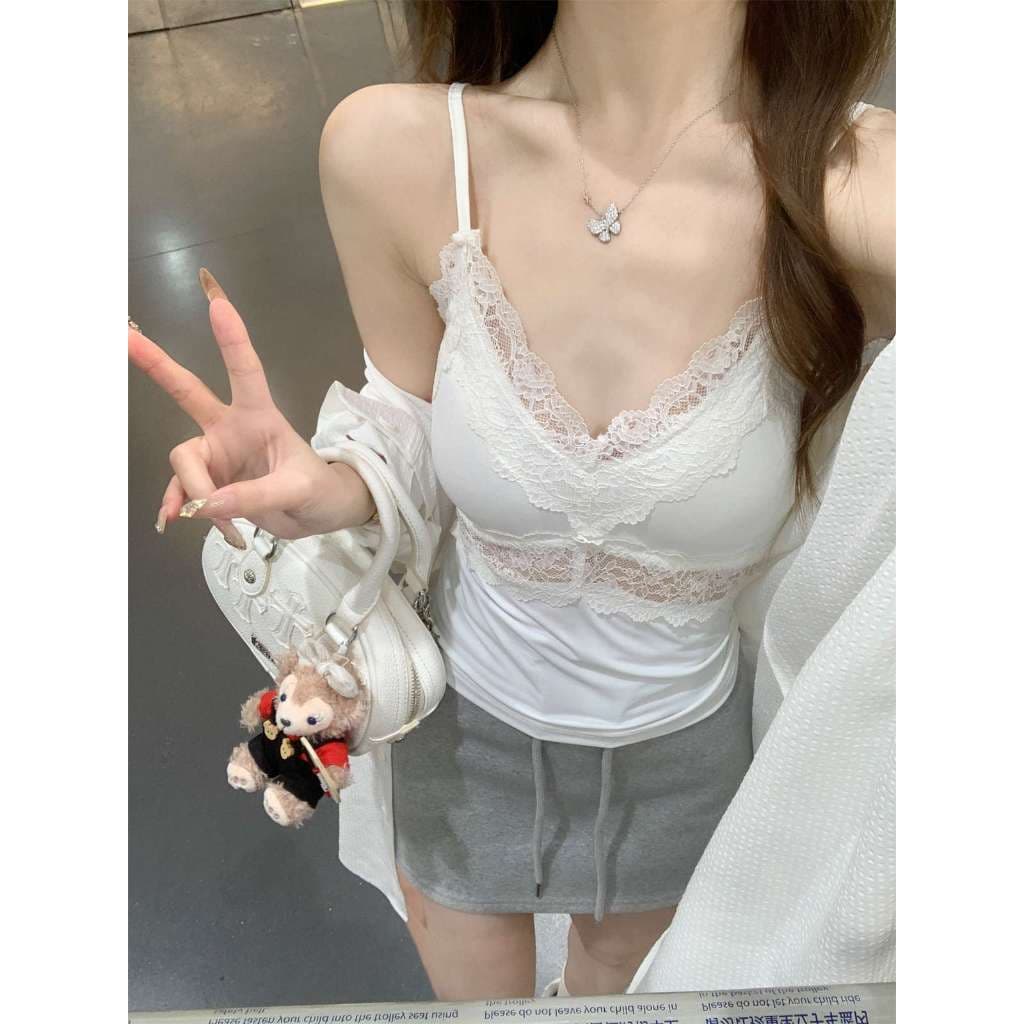 B-310 PARKLE HALTER TOP เสื้อสายเดี่ยวทรงโฮลเตอร์ ดีไซน์น่ารัก ฟองน้ำในตัว รูปที่ 2