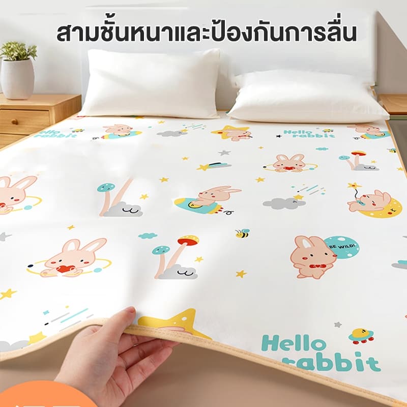ผ้ารองกันเปื้อน ที่นอน กันน้ำ 6ฟุต/ 5ฟุต/ 3.5ฟุต รัดมุม นุ่ม ที่นอนกันน้ำ ผ้ารองฉี่ ปลอกหมอนไม่มี รูปที่ 3