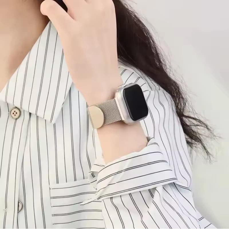 สายแม่เหล็ก เลสล็อค 49/41/42/46/45mm สไตล์นาฬิกาสำหรับ iWatch 10 9 ultra 8 7 6 SE 5 4 สแตนเลส,สายสําหรับ Apple Watch รูปที่ 5