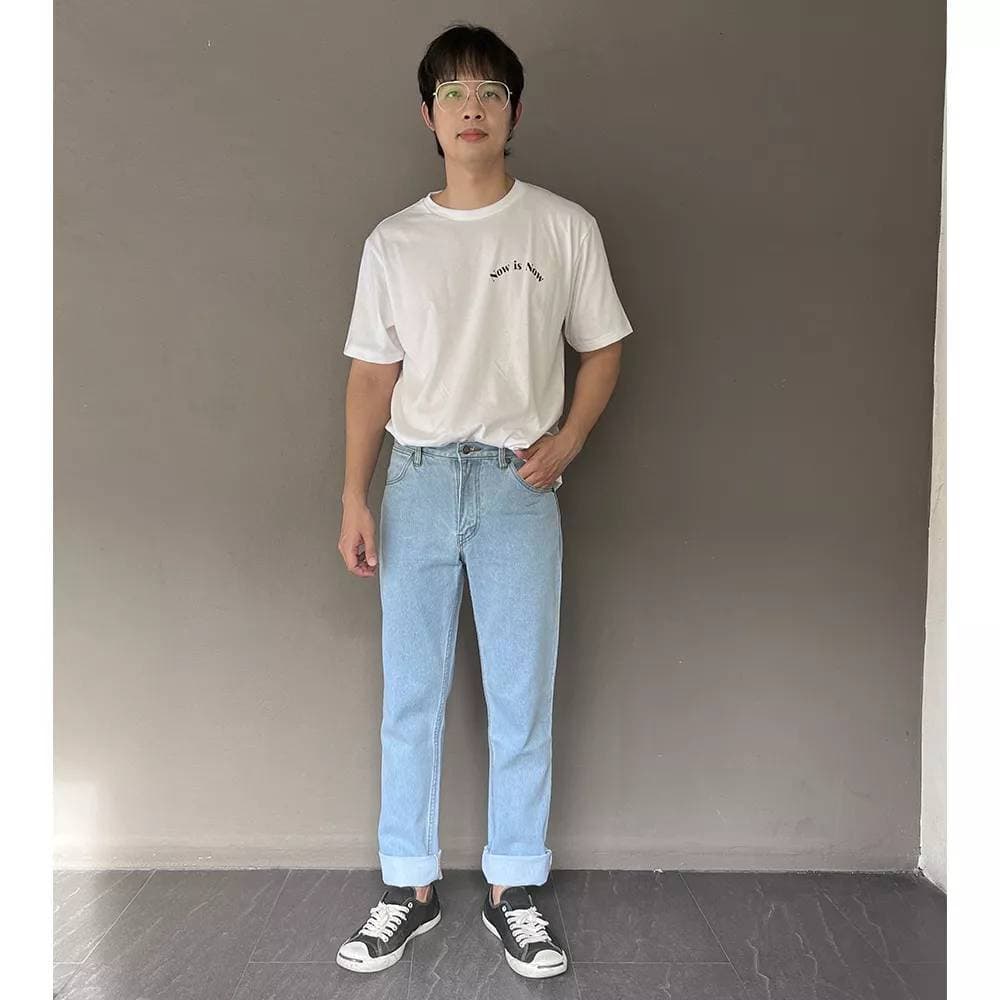 Golden Zebra Jeans กางเกงยีนส์ชายขากระบอกเล็กผ้าไม่ยืดไซส์เล็กไซส์ใหญ่ #535SNOW รูปที่ 6