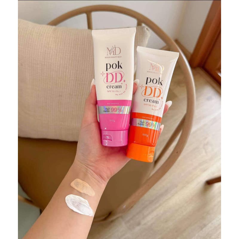 POK DD CREAM พอกดีดี กันน้ำกันเหงื่อ99% กันแดดSPF50 แตกตัวเป็นน้ำเกลี่ยง่าย ไม่ติดขน ไม่วอกไม่เทา พอกผิวกายขนาด 100 กรัม รูปที่ 2